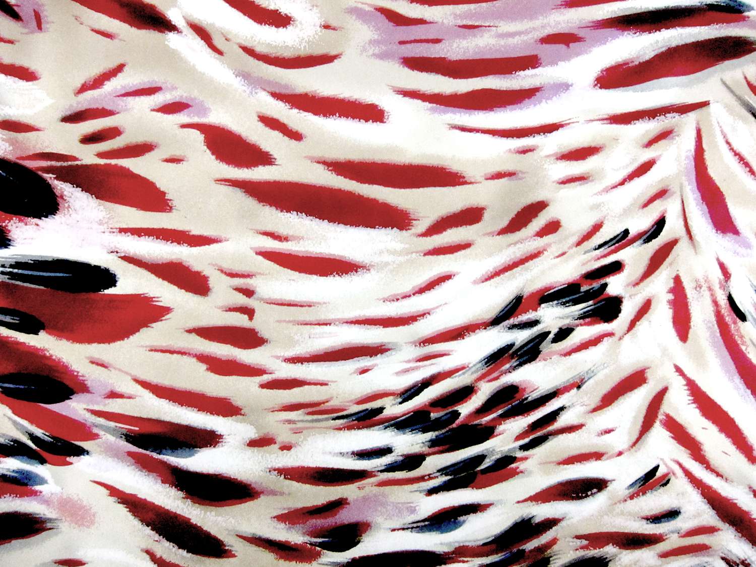 Printed Silk Charmeuse Animal in Red Pink Black and White