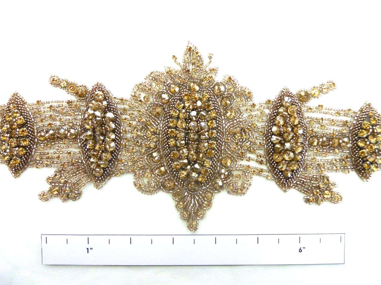 Esther Champagne Crystal Beaded Tulle Belt1