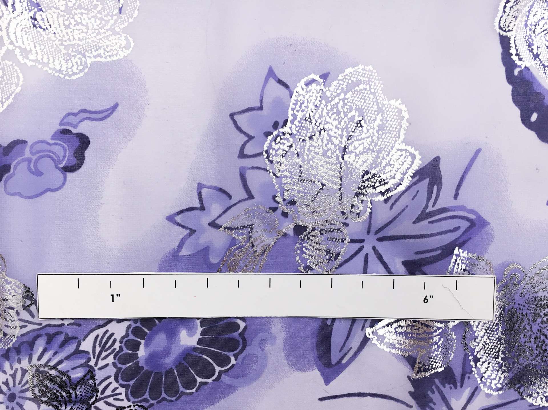 Metallic Printed Silk Chiffon with Florals and Phoenixes 1