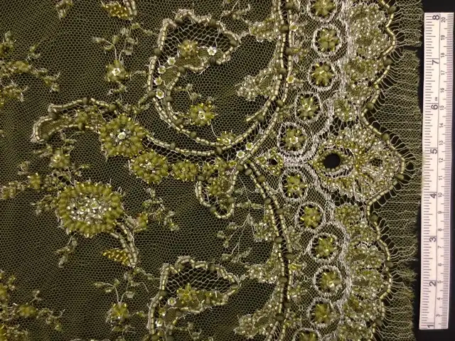 Beaded Metallic Chantilly Lace0