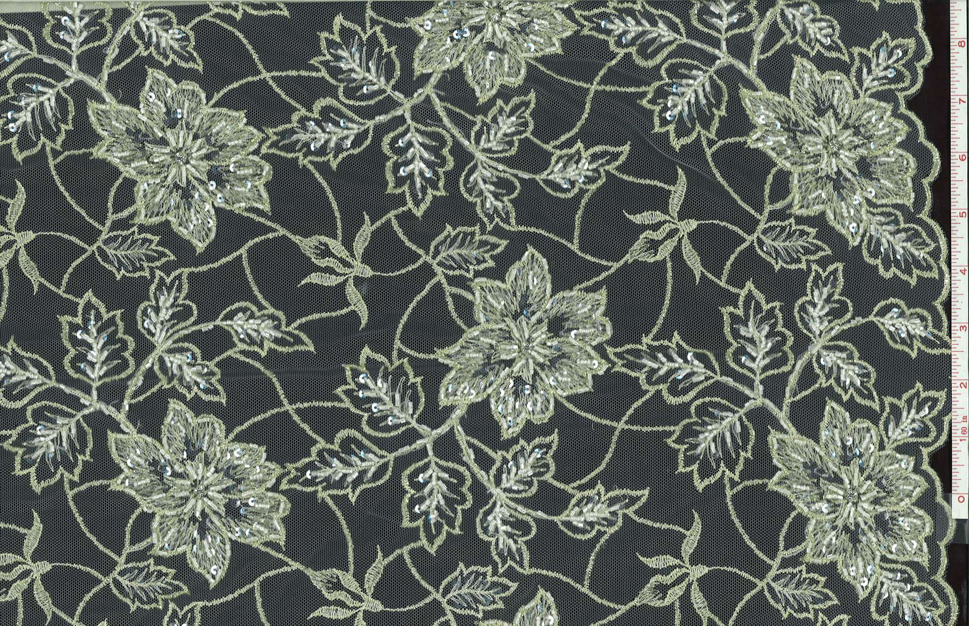 Metallic Gold Beaded and Embroidered Ivory Illusion1