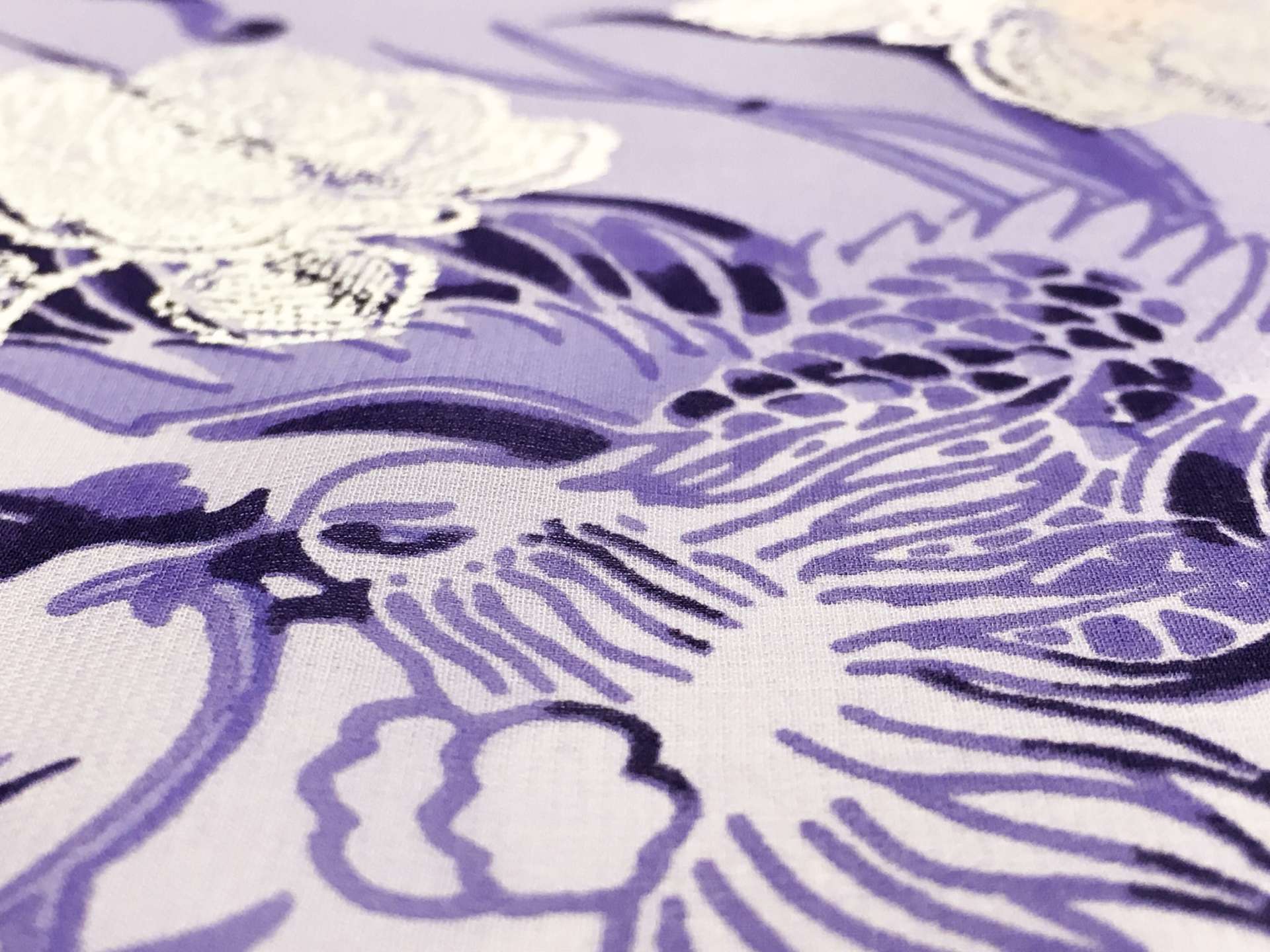 Metallic Printed Silk Chiffon with Florals and Phoenixes 2