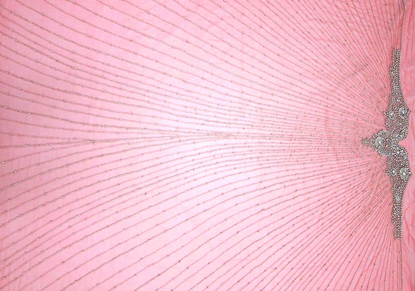 Marguerite Coral Crystal Embroidered Tulle Panel0