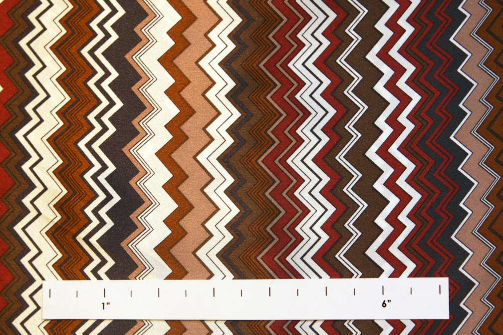 Printed Silk Charmeuse Zagged Stripe On Multicolor Background