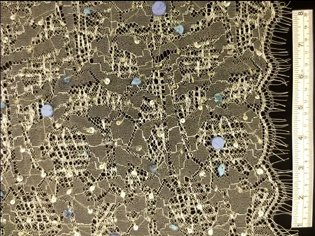 Beaded Metallic Chantilly Lace0