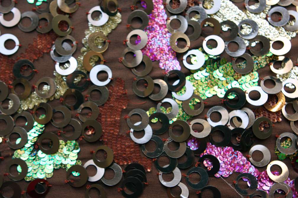 Sequins on Silk Chiffon0