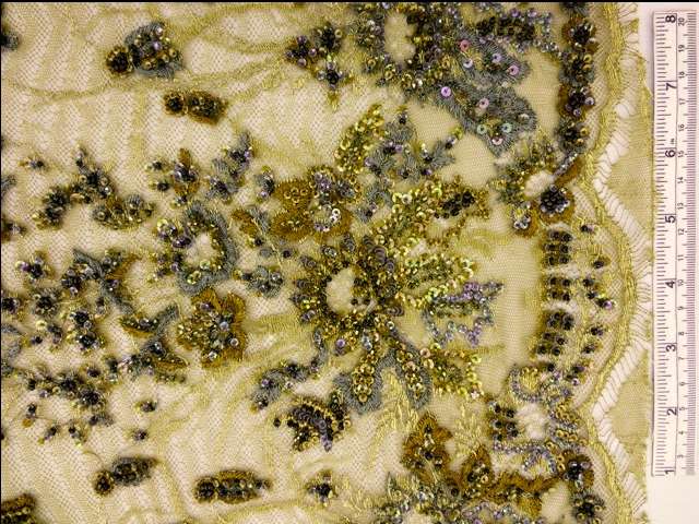 Beaded Metallic Chantilly Lace0