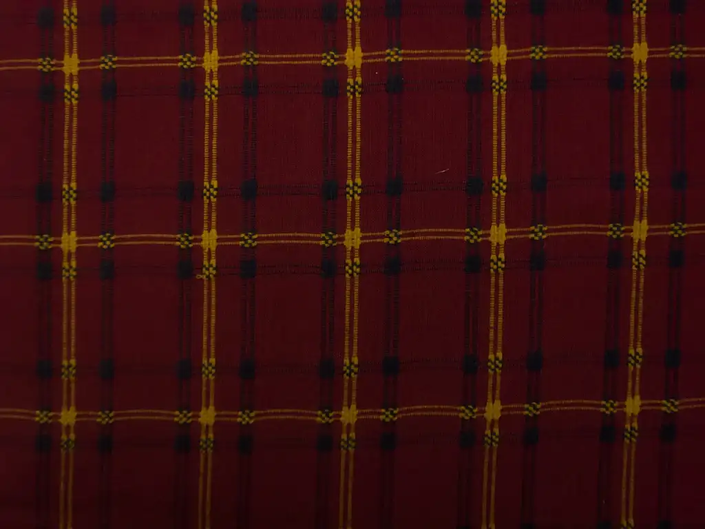 Woven Cotton Novelty Plaid in Burgundy Mustard Black