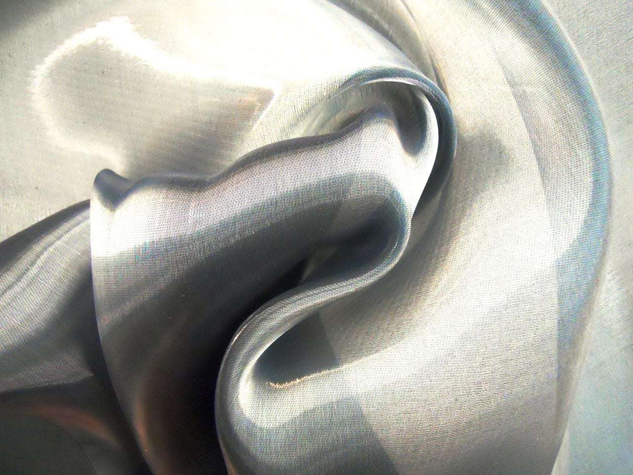 Silk Blend Liquid Look Organza In Dark Blue Teal