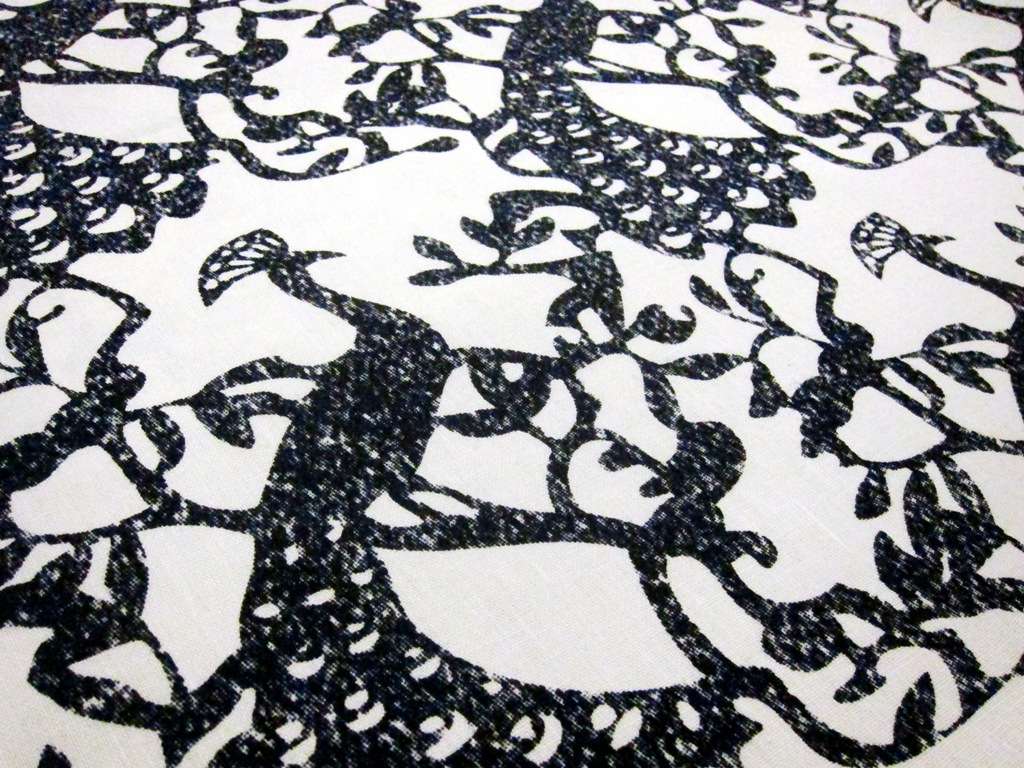 Linen Upholstery Peacock Print2