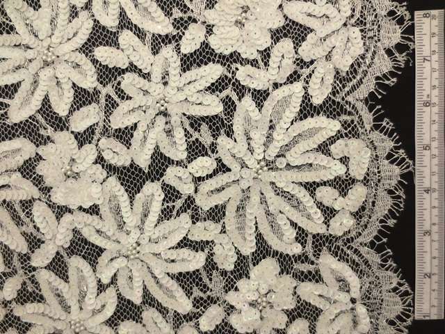 Beaded Metallic Chantilly Lace0