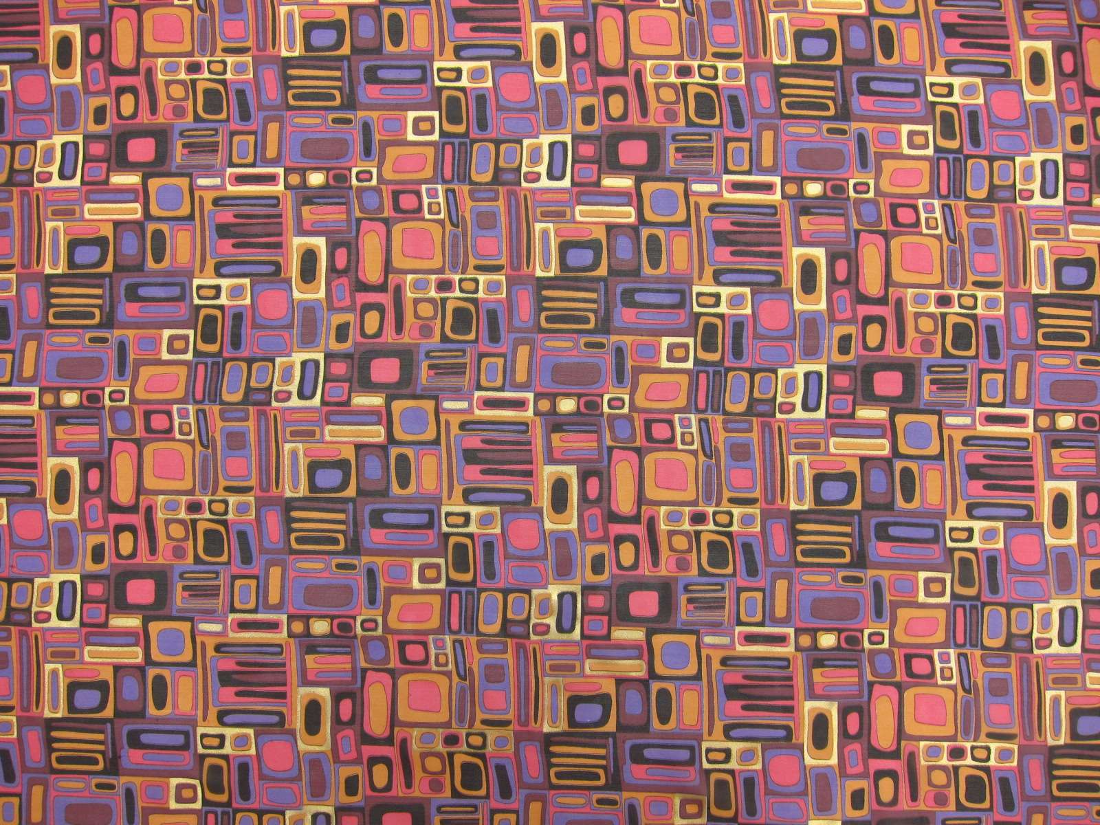 Metallic Printed Silk Chiffon Purple Pink Gold (Jewel Tones) Eggplant Purple Apricot Orange Black Abstract On Purple Pink Gold (Jewel Tones) Eggplant Purple Apricot Orange Black Background
