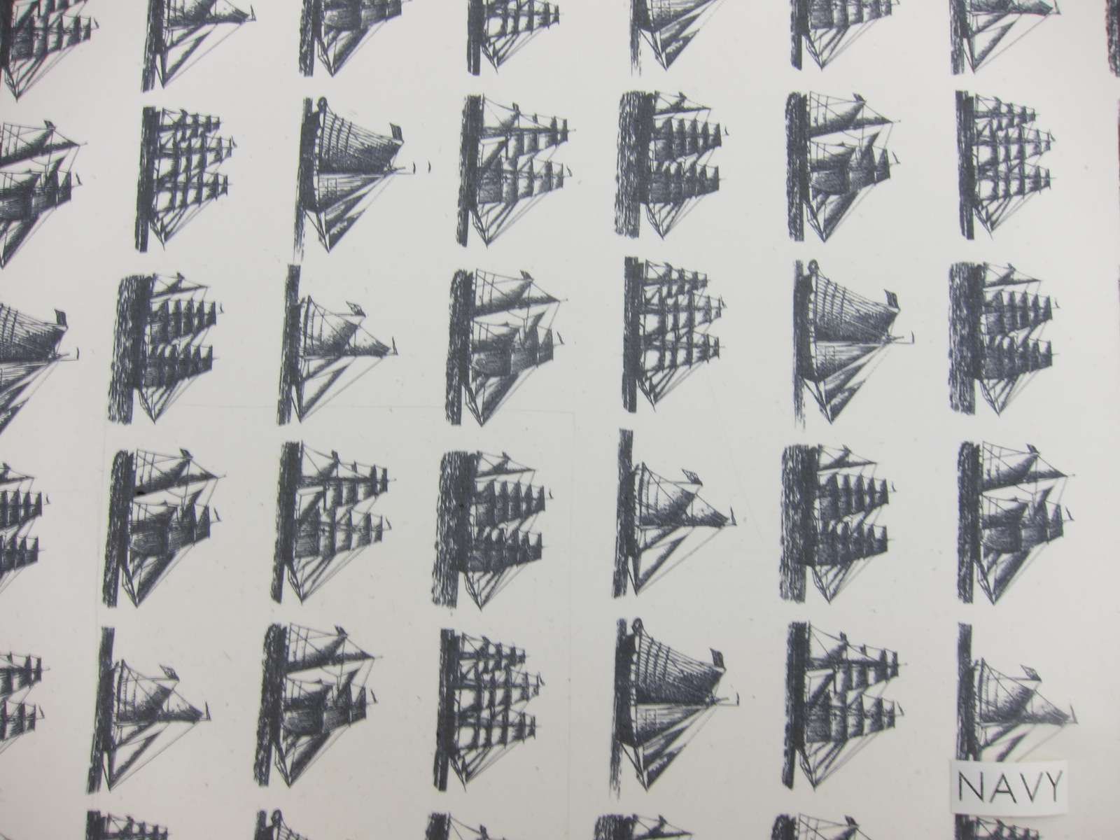 Printed Silk Chiffon (in Navy)1