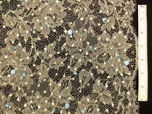 Beaded Metallic Chantilly Lace0