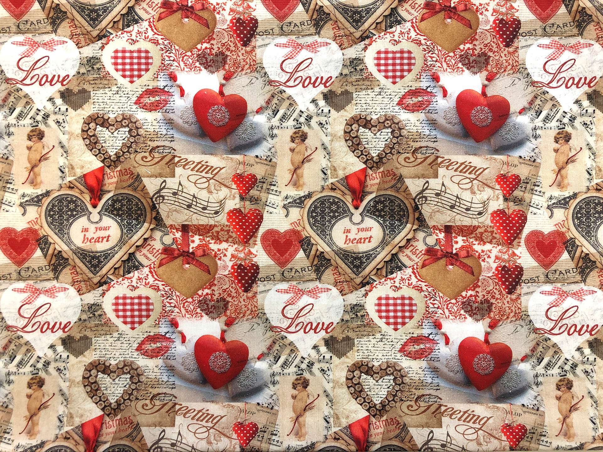 Valentine Hearts Cotton Broadcloth Print