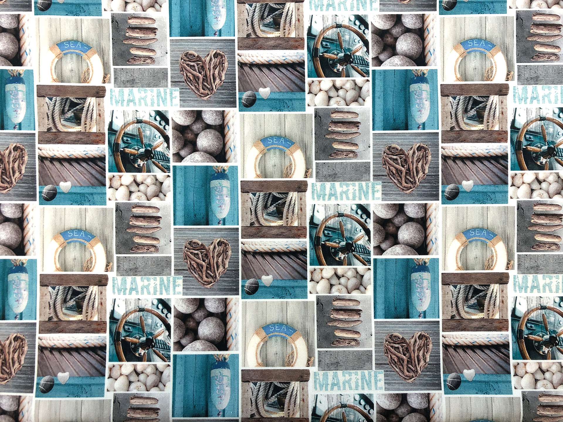 Nautical Collage Cotton Broadcloth Print 