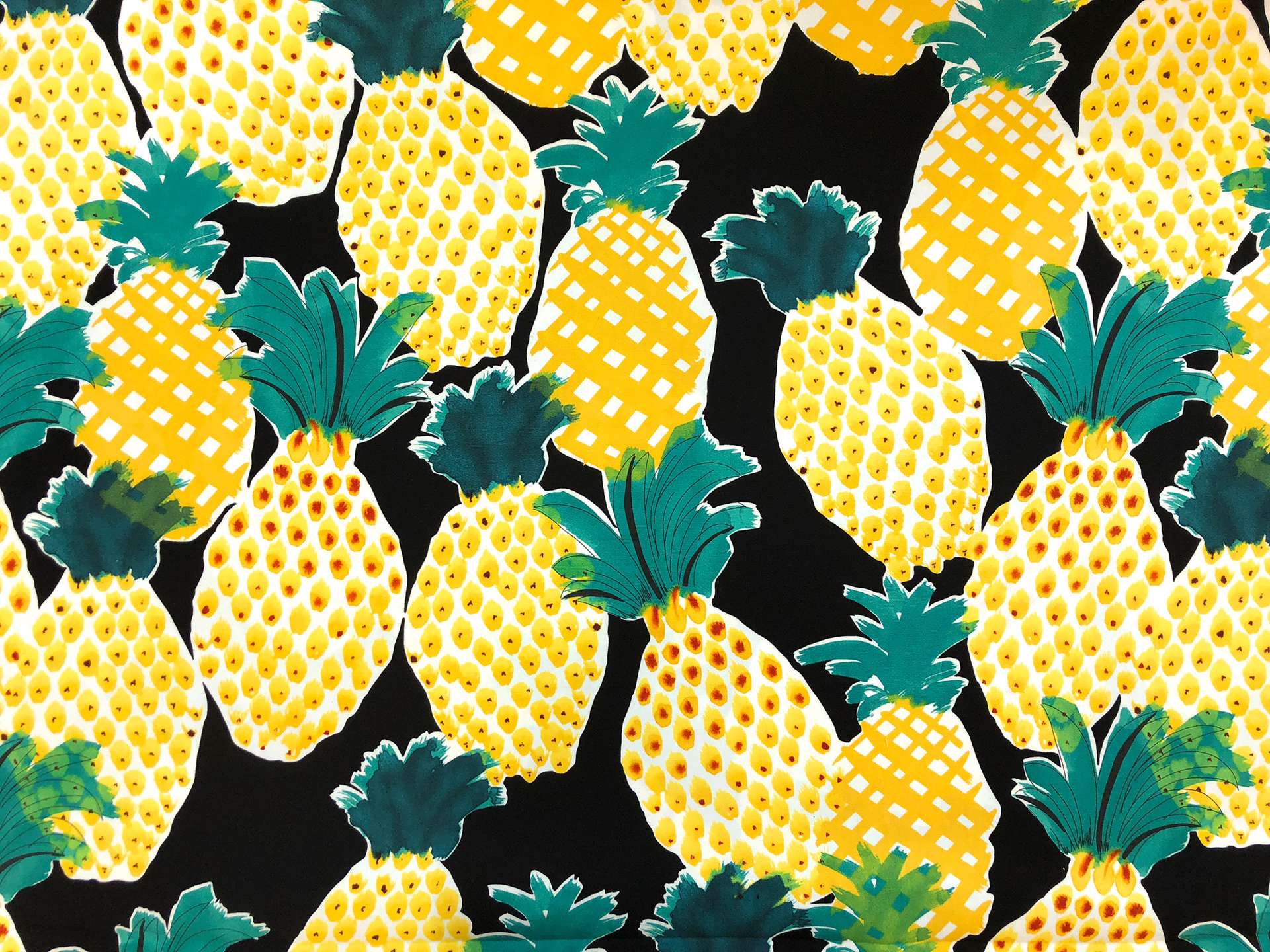 Cotton Canvas With Pineapples Print