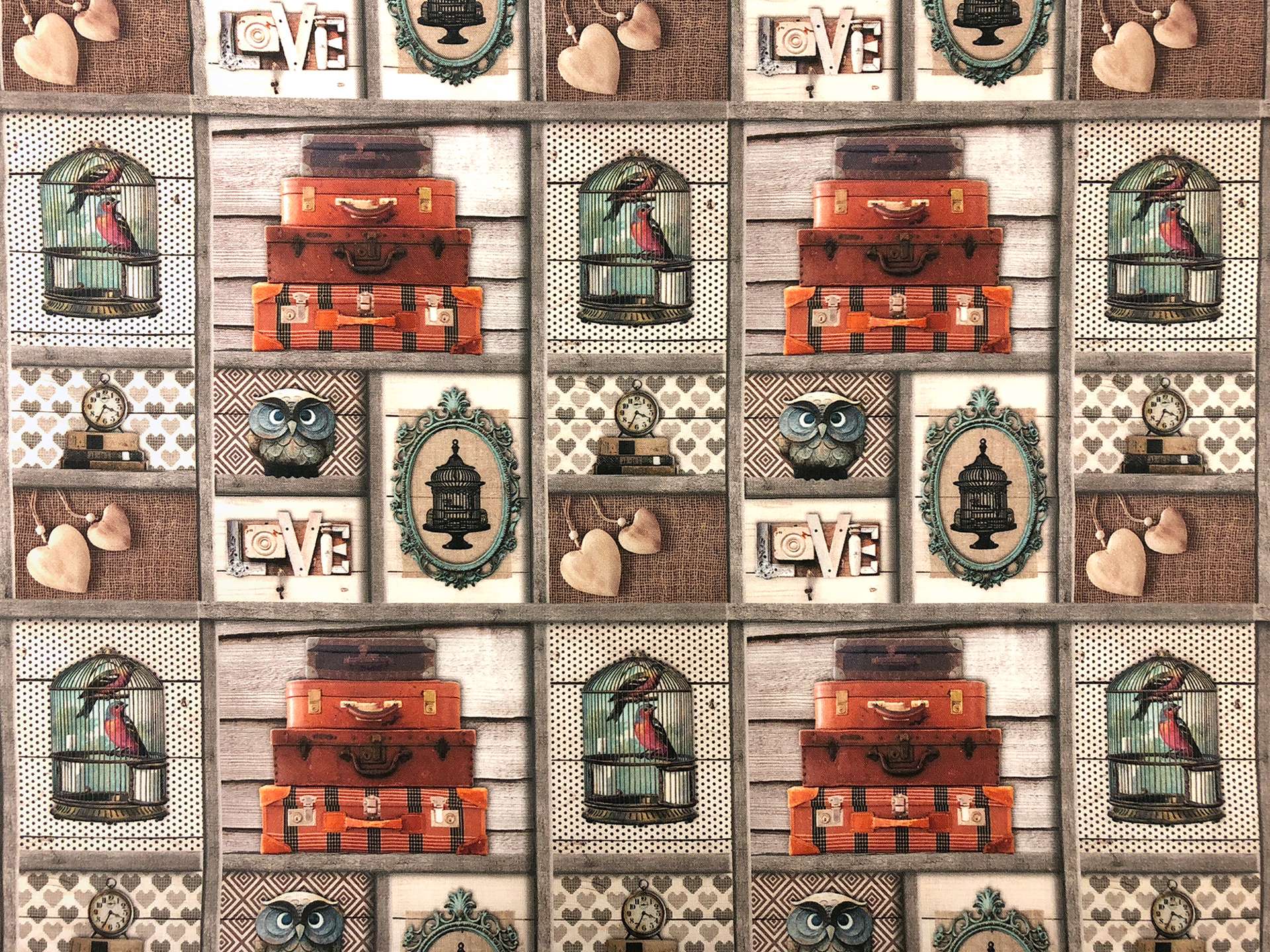 Vintage Collage Cotton Broadcloth Print