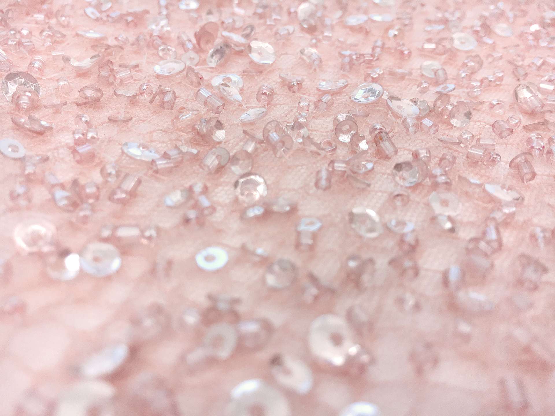 Heavy Beaded Tulle in Baby Pink