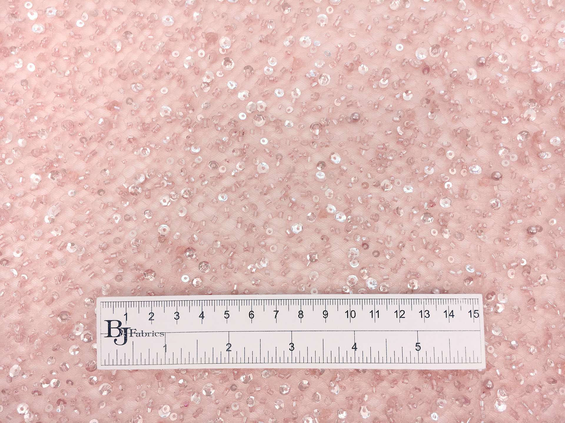 Heavy Beaded Tulle in Baby Pink