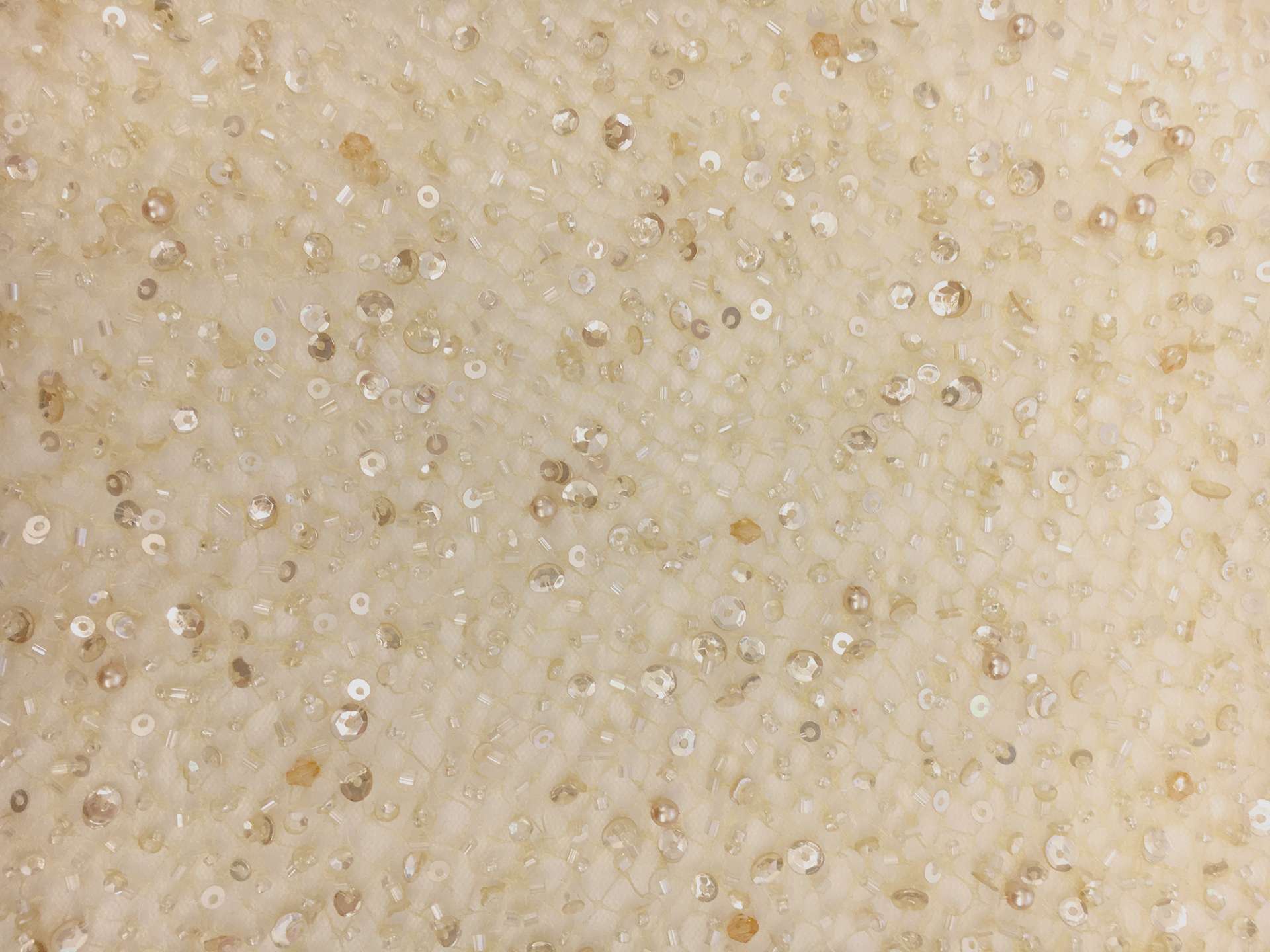 Heavy Beaded Tulle in Tan