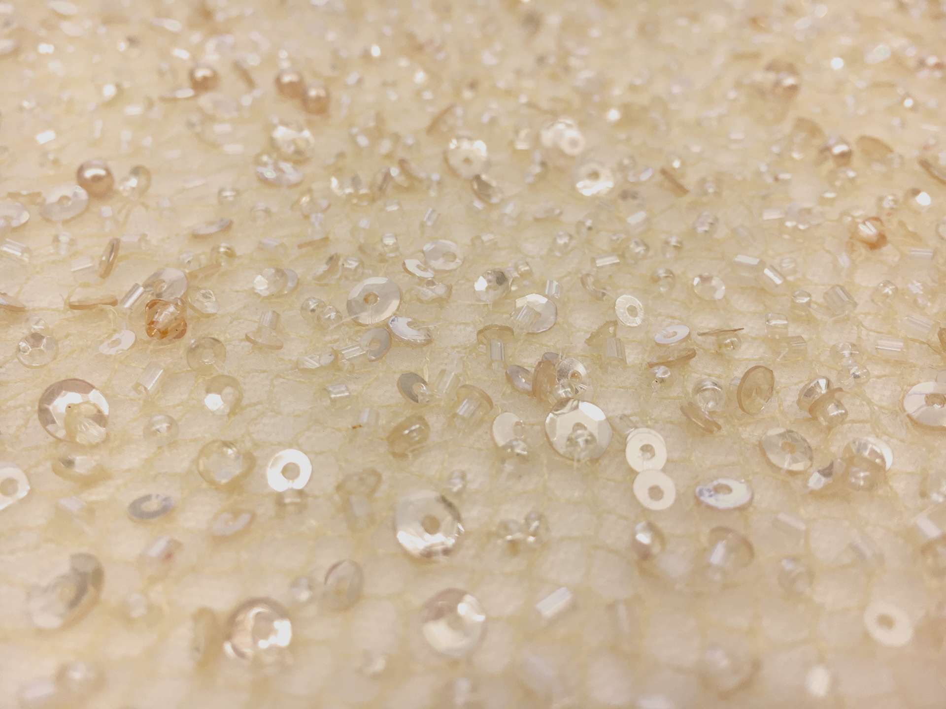 Heavy Beaded Tulle in Tan