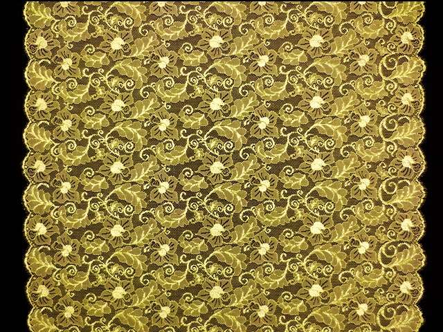 Double scallop floral chartreuse French Metallic Chantilly Lace