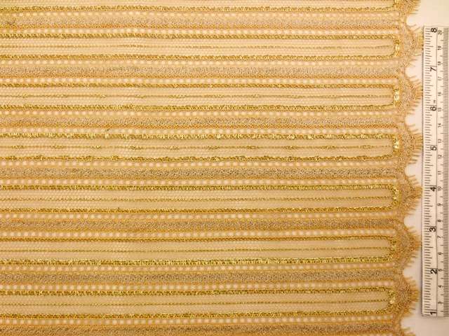 Double scallop stripe gold metallic French Chantilly Lace