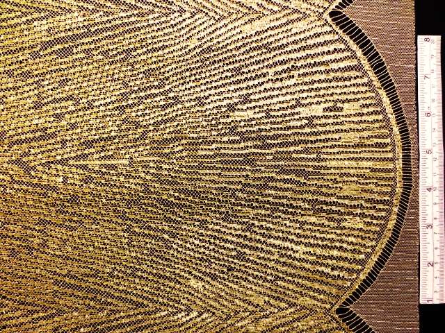 Single scallop gold metallic French Chantilly Lace
