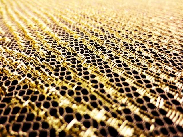 Single scallop gold metallic French Chantilly Lace