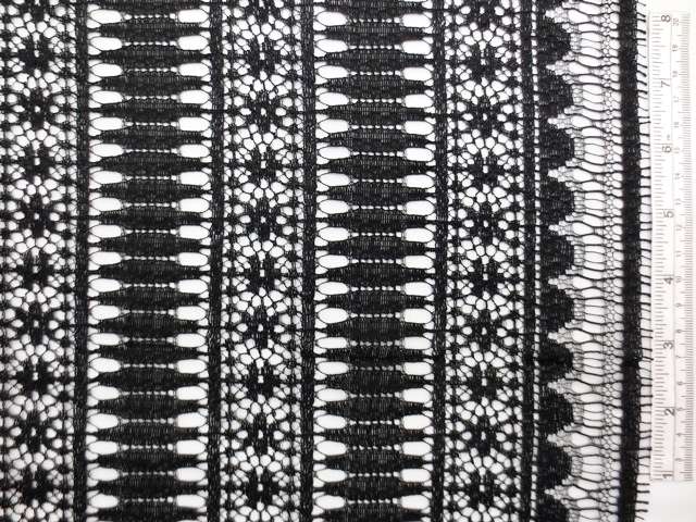 Double scallop black floral French Chantilly Lace