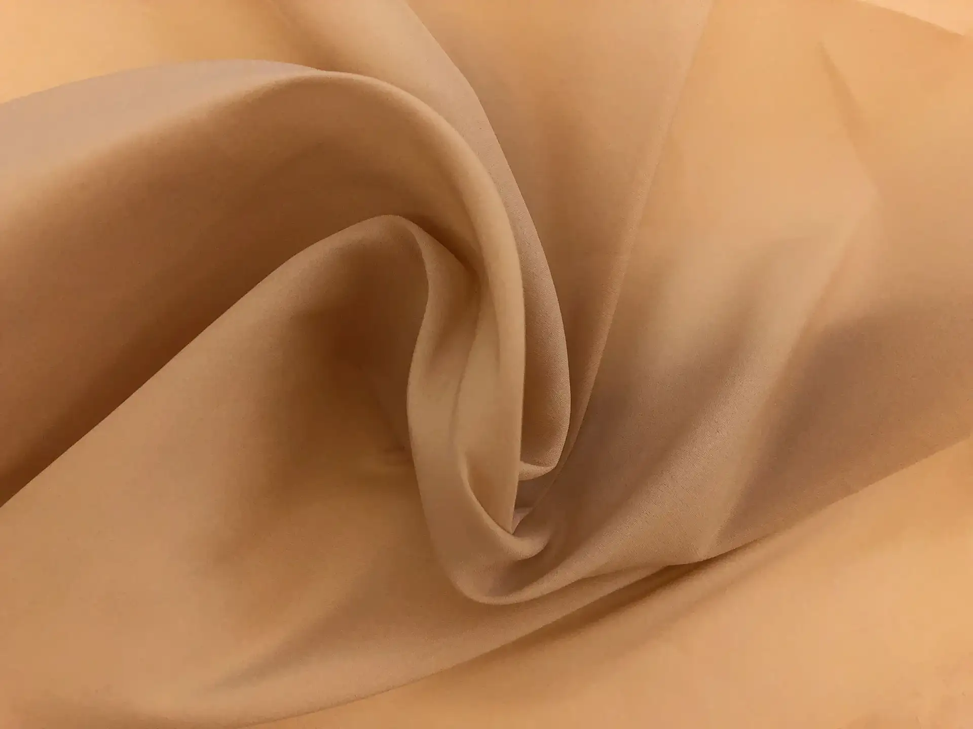 Italian Stretch Poly Silk Blend Organza in Tan