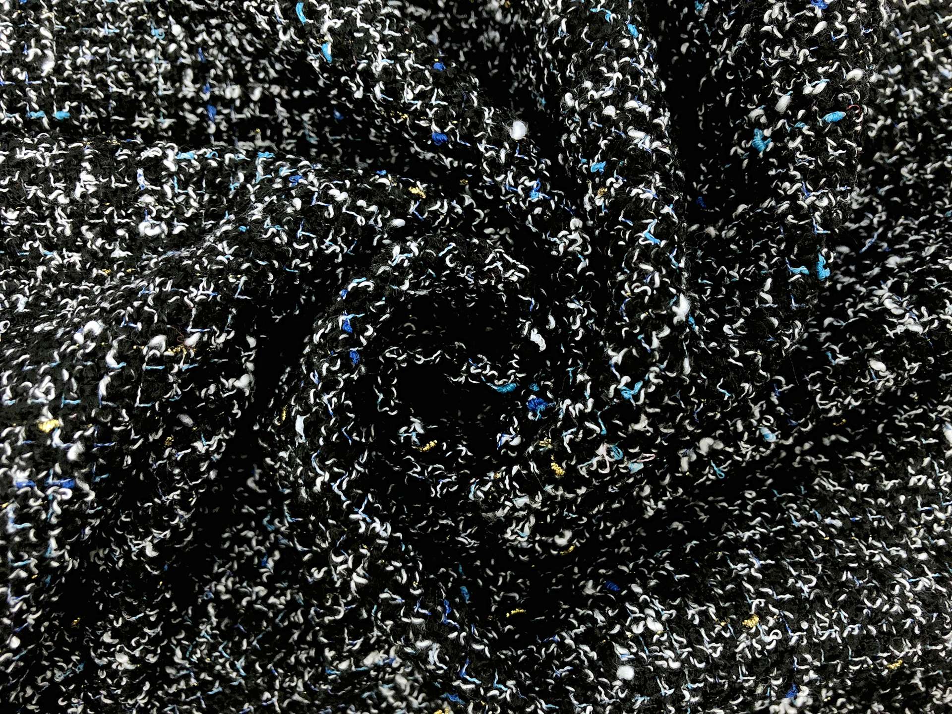 Poly Wool Lurex Tweed in Black