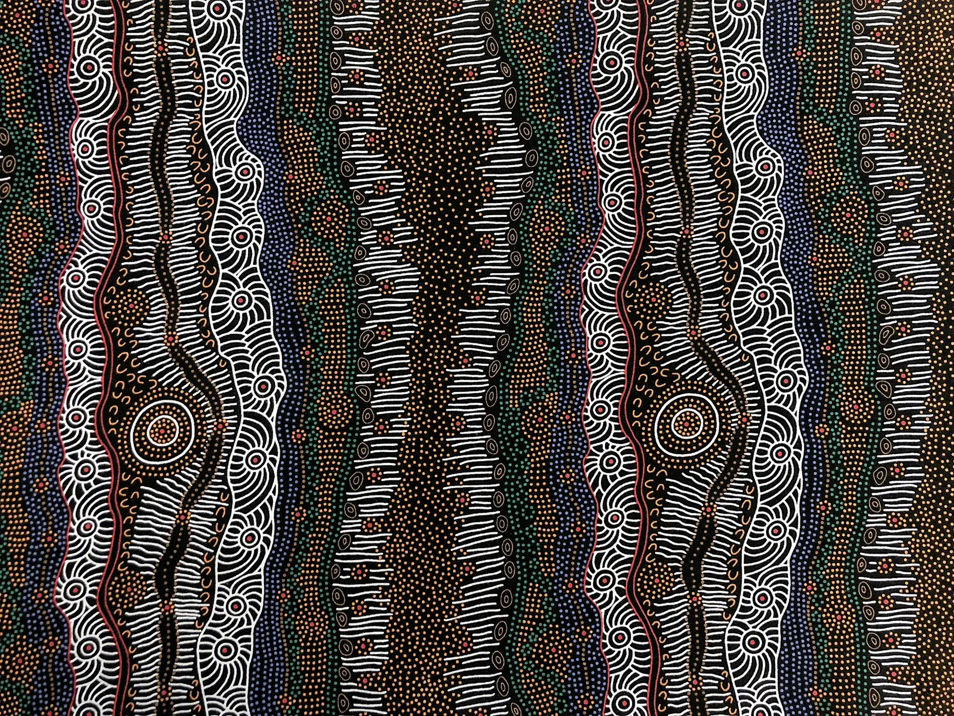 Australian Cotton Print With Aboriginal Motif