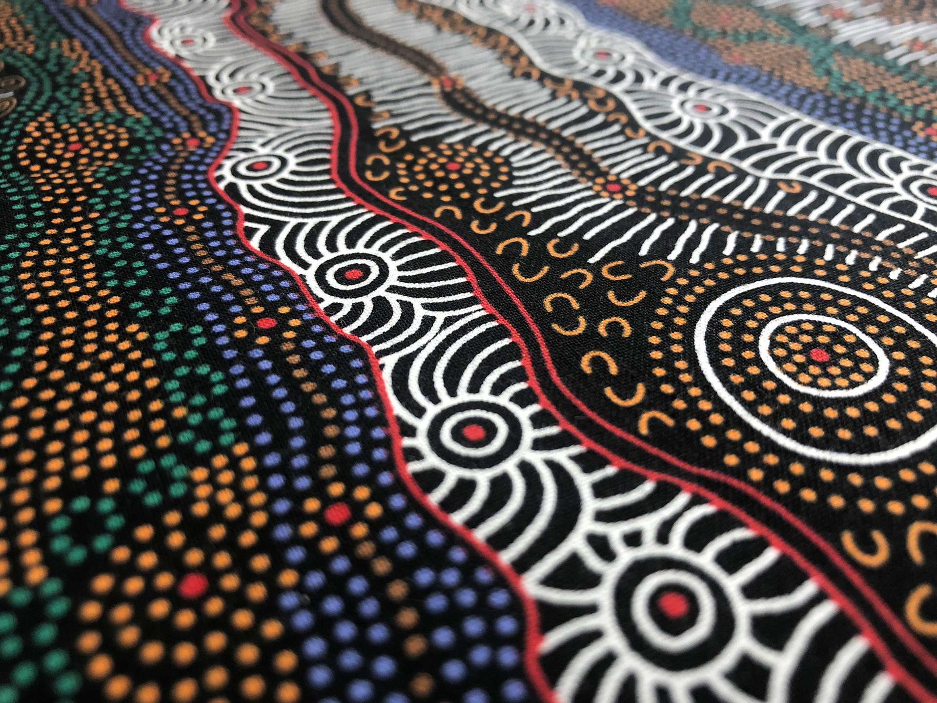 Australian Cotton Print With Aboriginal Motif