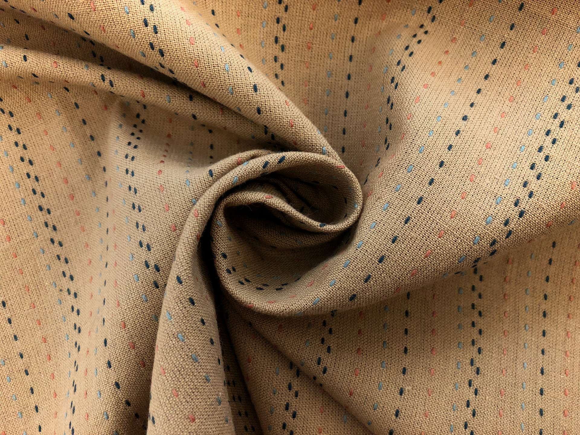 Cotton Stitched Novelty Stripe in Tan