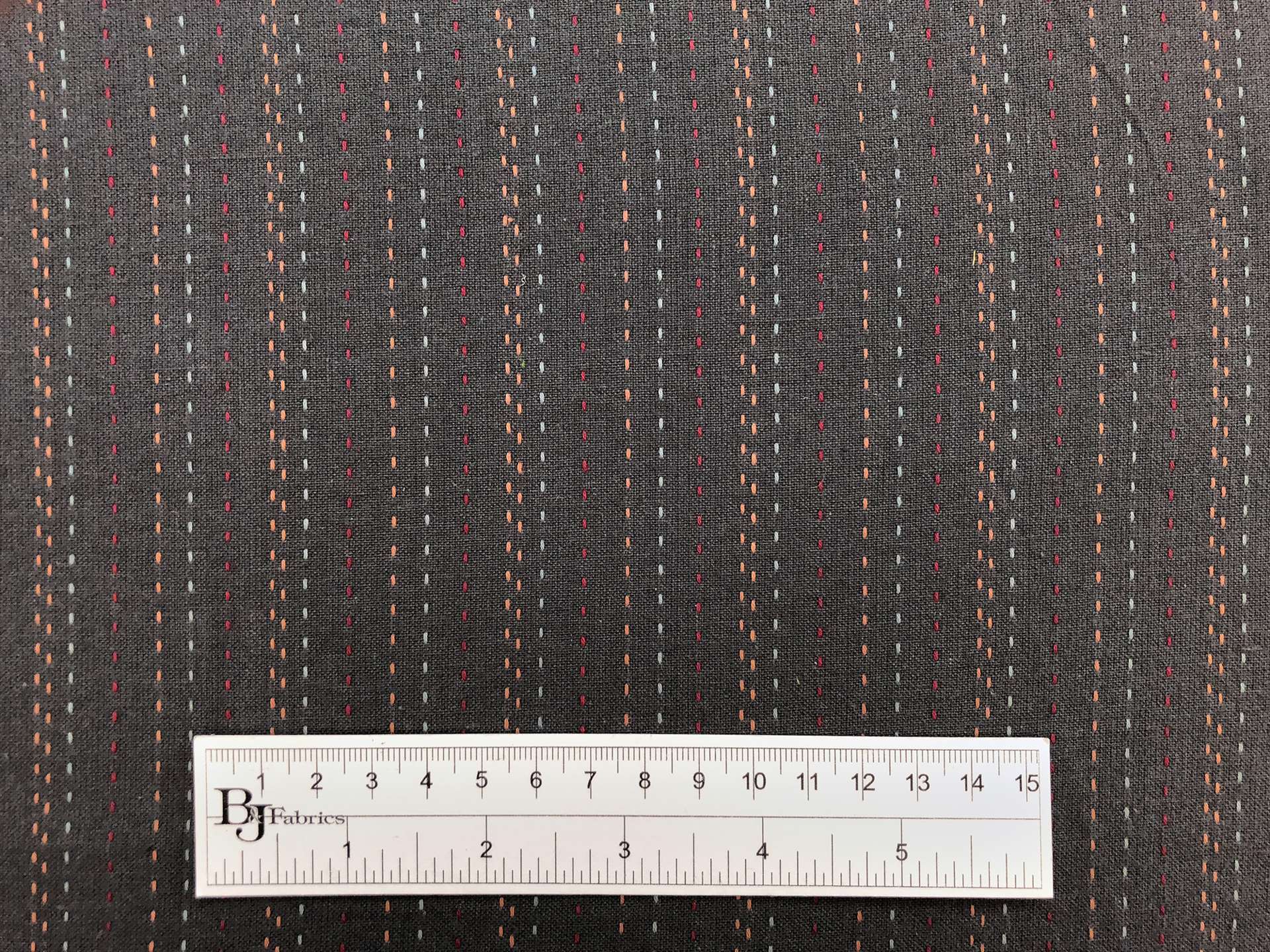 Cotton Stitched Novelty Stripe in Gunmetal