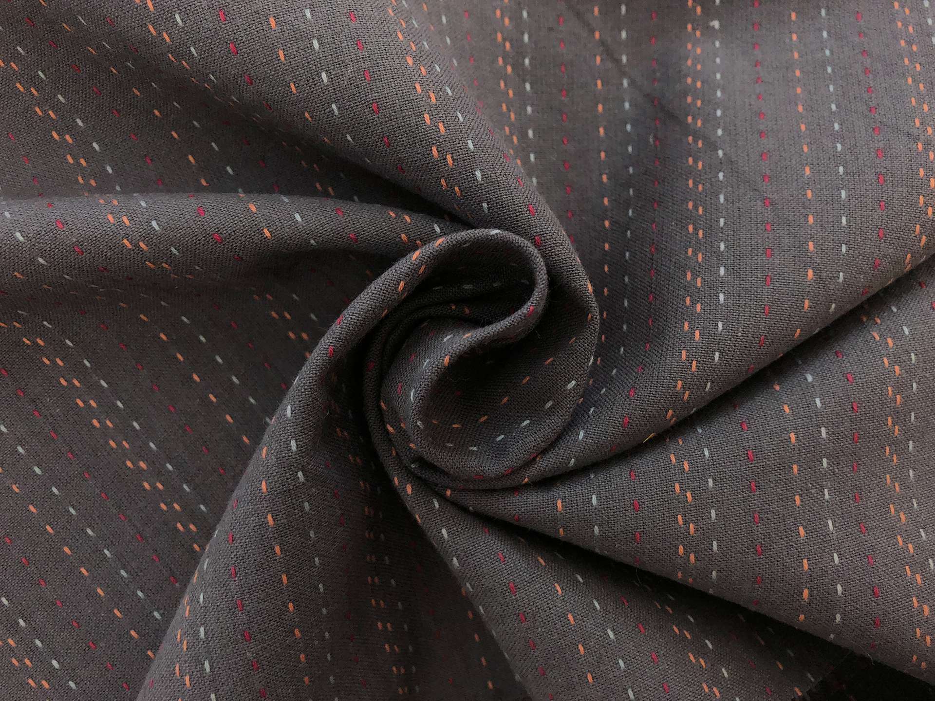 Cotton Stitched Novelty Stripe in Gunmetal