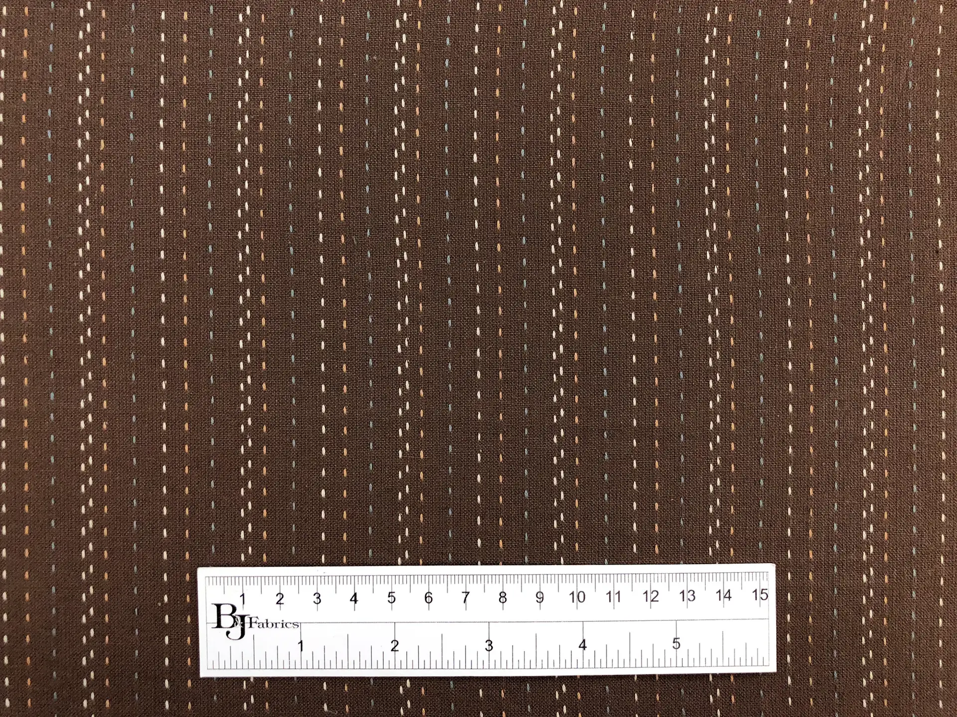 Cotton Stitched Novelty Stripe in Coffee