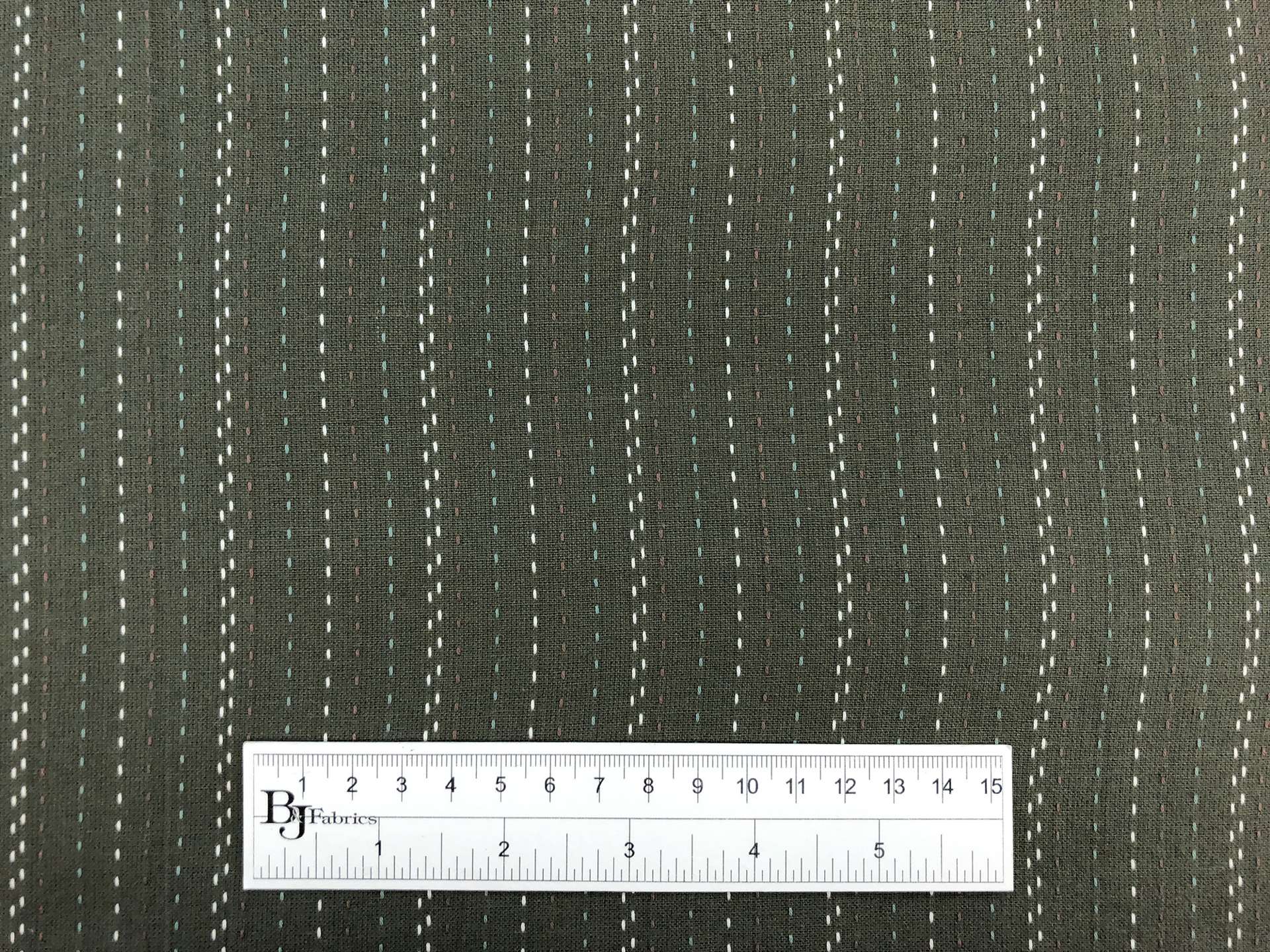 Cotton Stitched Novelty Stripe in Asparagus 