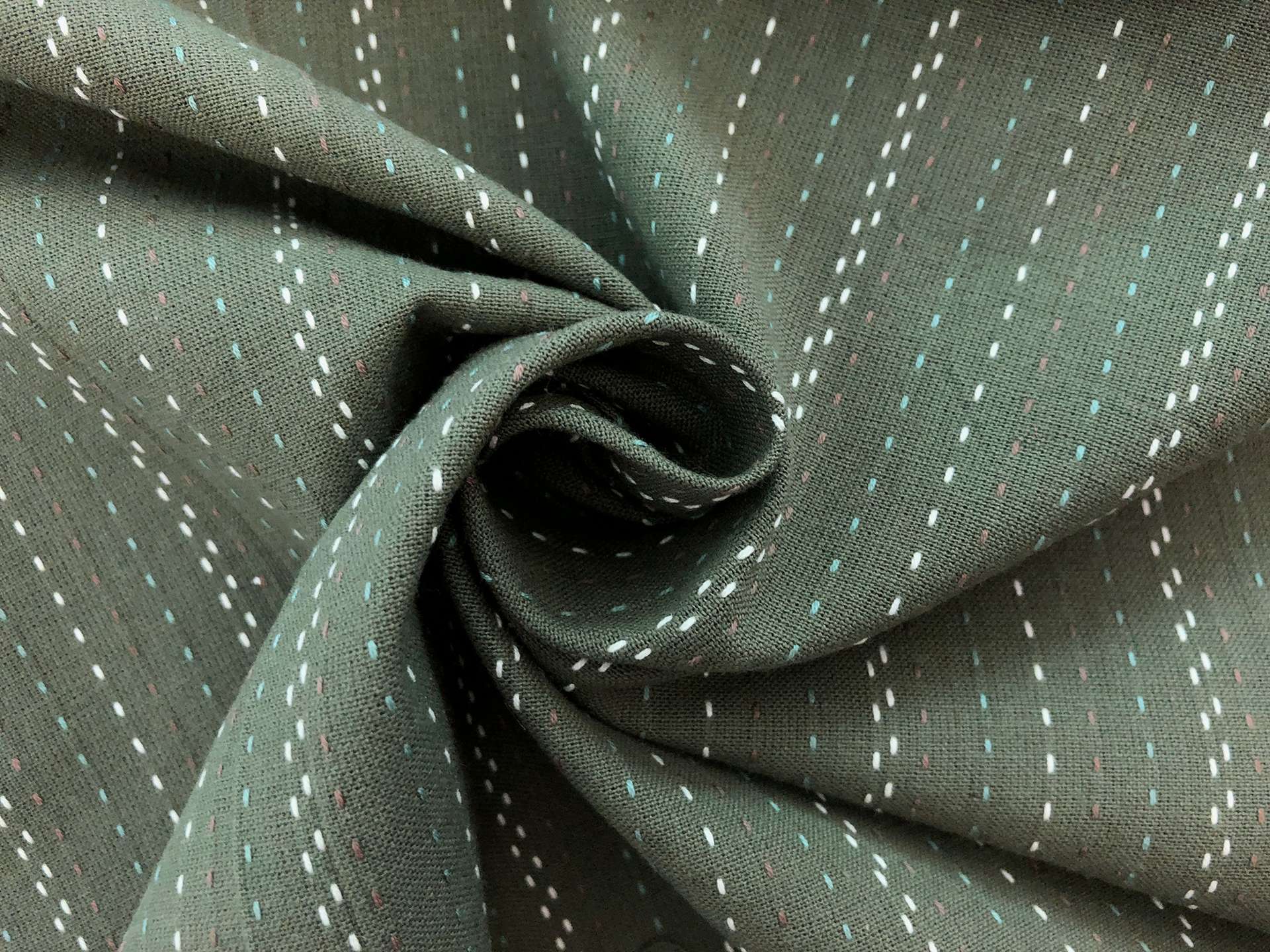 Cotton Stitched Novelty Stripe in Asparagus 