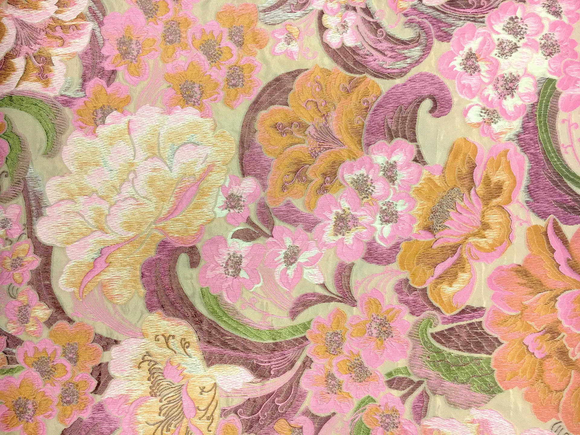 Silk Blend Fil Coupé Brocade with Floral Motifs
