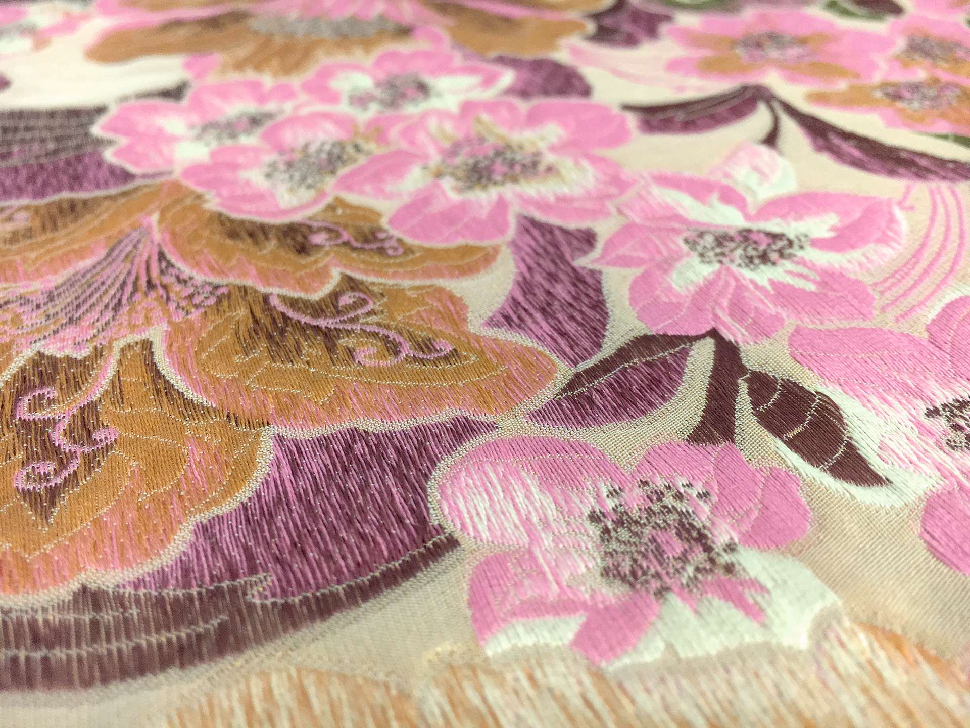 Silk Blend Fil Coupé Brocade with Floral Motifs