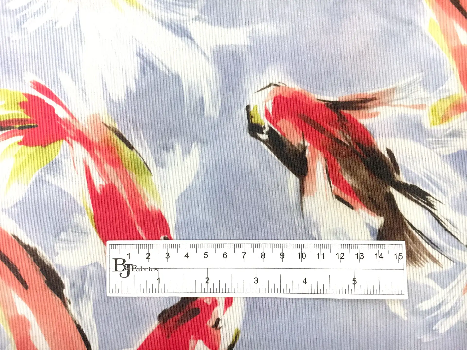 Printed Cotton and Rayon Blend Faille with Koi Fish