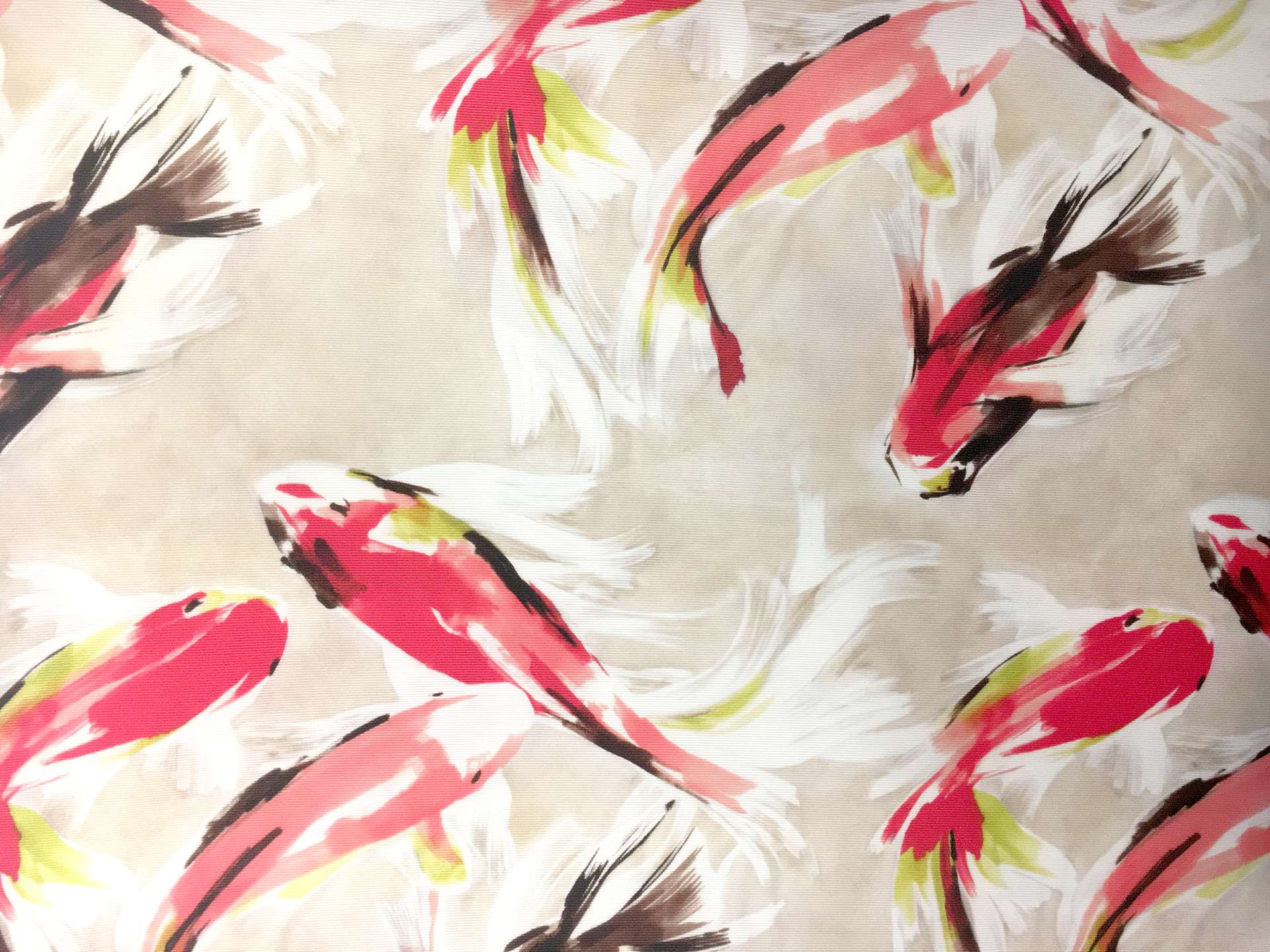 Printed Cotton and Rayon Blend Faille with Koi Fish