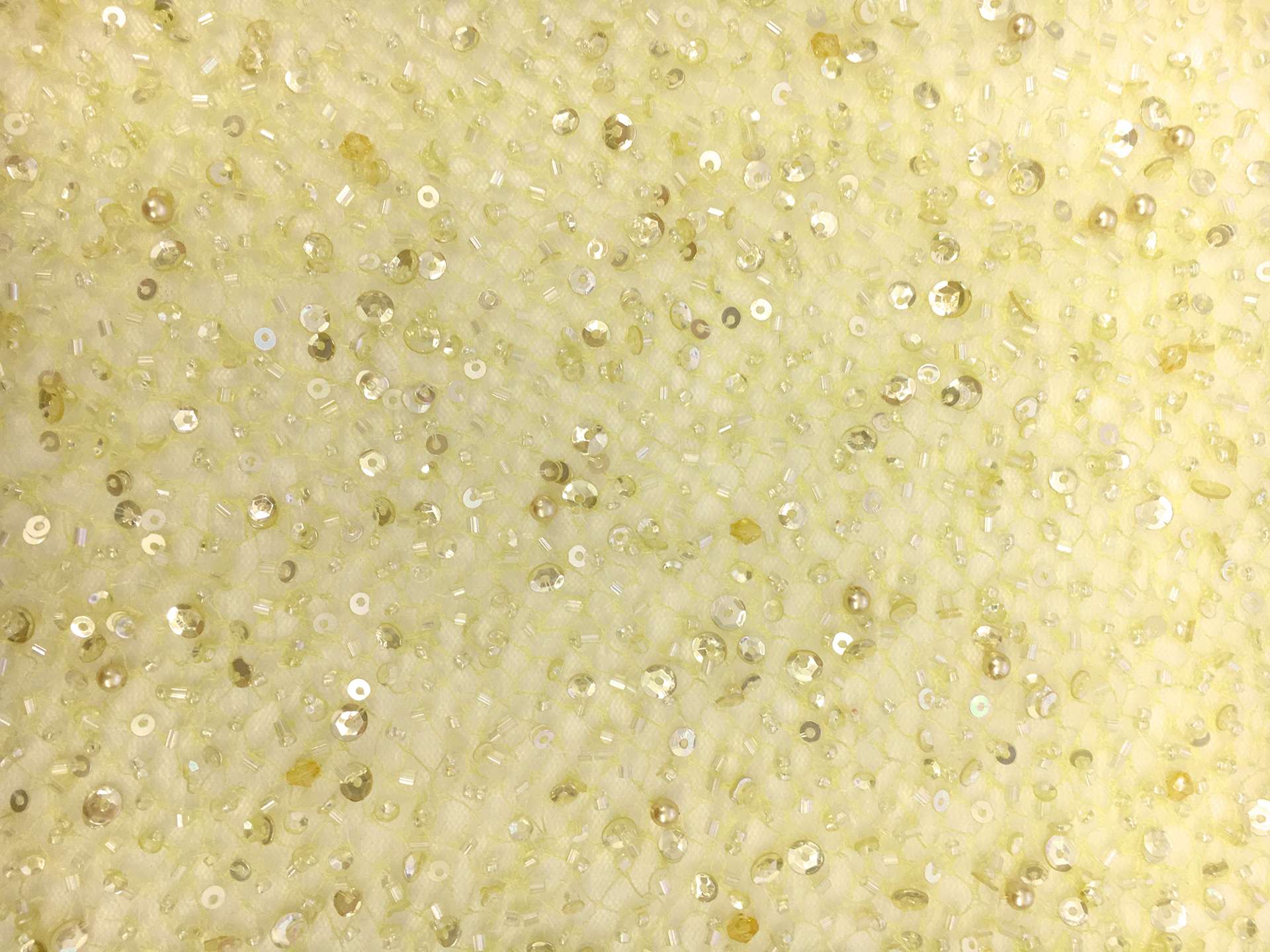Heavy Beaded Tulle in Yellow