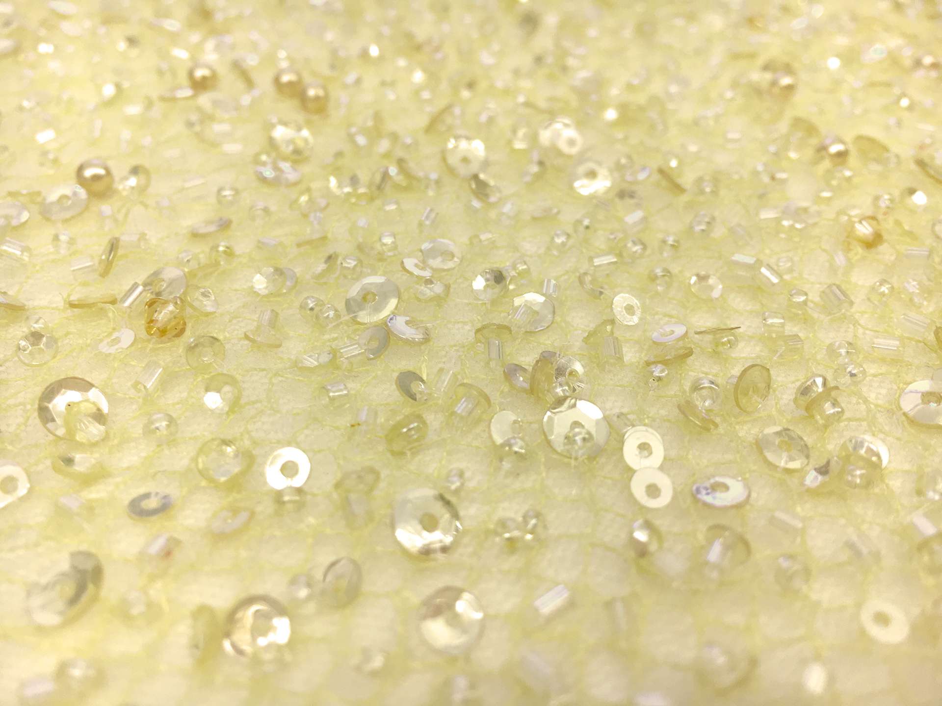 Heavy Beaded Tulle in Yellow