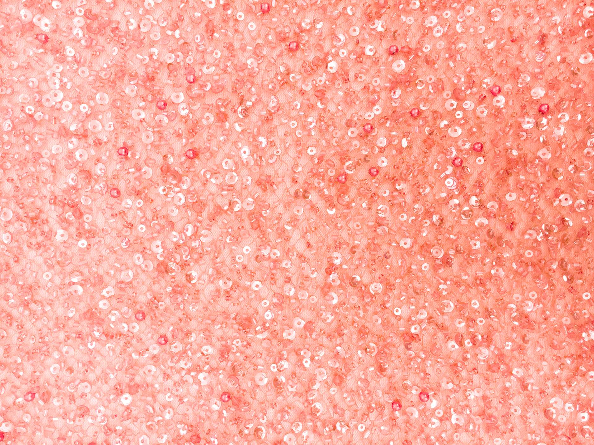 Heavy Beaded Tulle in Coral