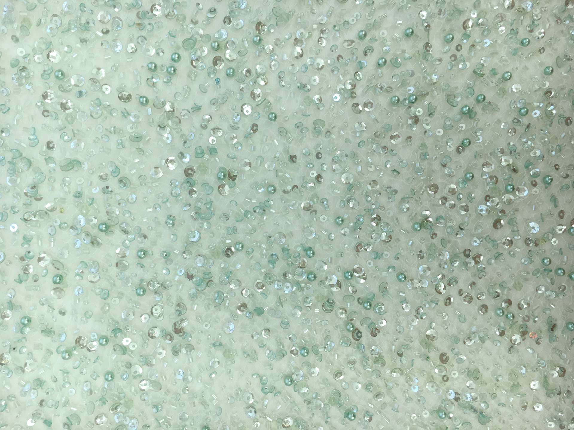 Heavy Beaded Tulle in Sea Green