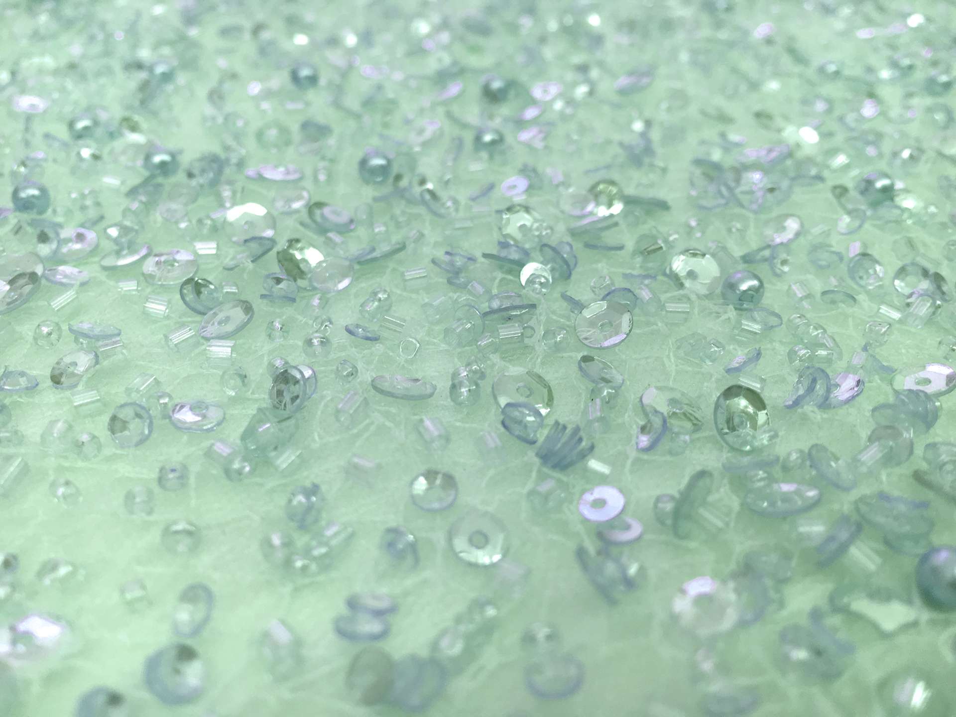 Heavy Beaded Tulle in Sea Green